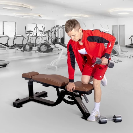 Скамья многофункциональная регулируемая Realleader FW-2028 (оливковая рама, коричневая  обивка) thumbnail