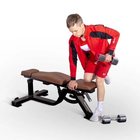 Скамья многофункциональная регулируемая Realleader FW-2028 (оливковая рама, коричневая  обивка) thumbnail