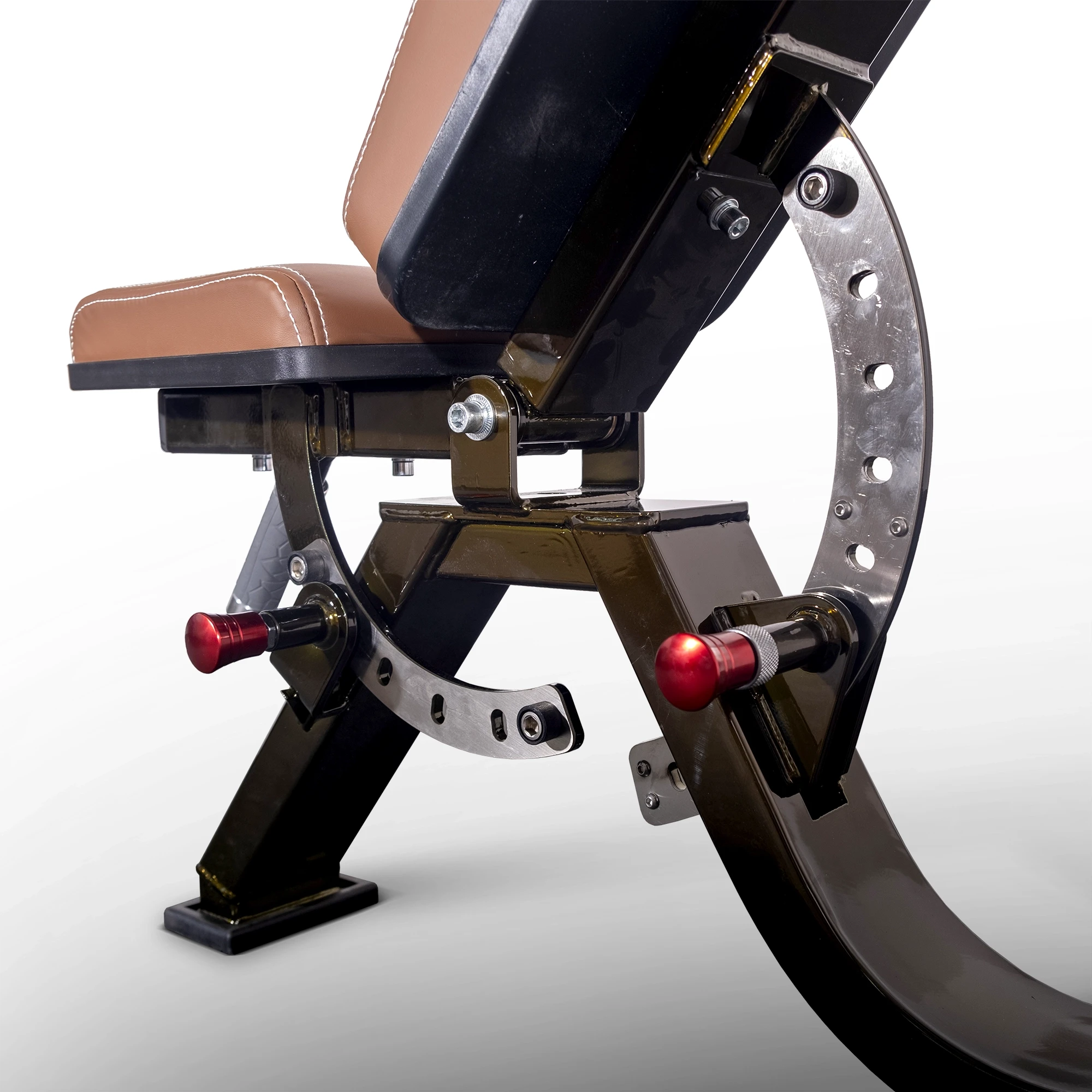 Скамья многофункциональная регулируемая Realleader FW-2028 (оливковая рама, коричневая  обивка)