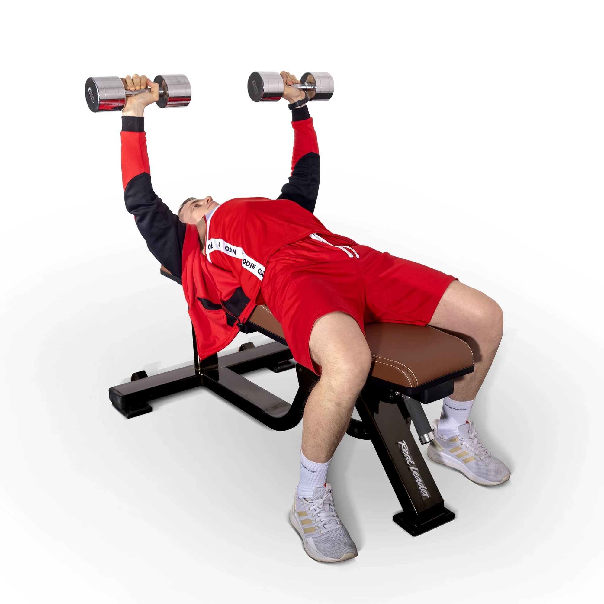 Скамья многофункциональная регулируемая Realleader FW-2028 (оливковая рама, коричневая  обивка)