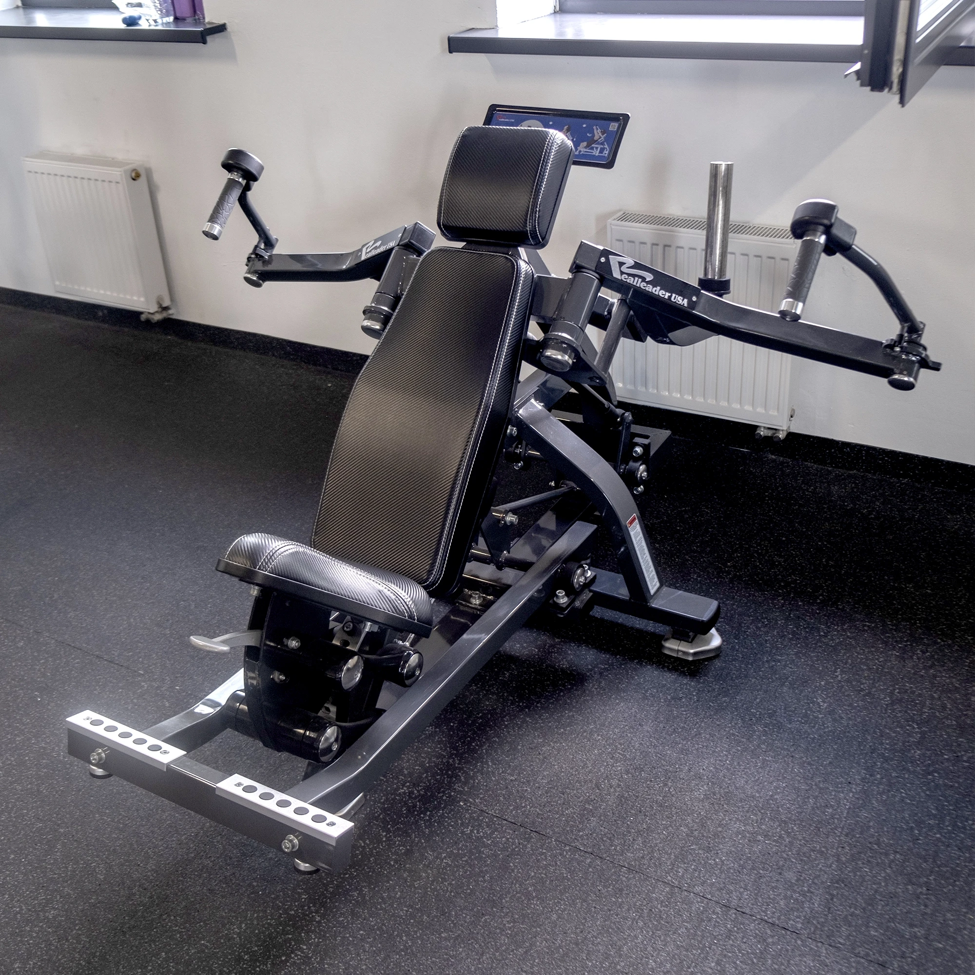 Грудной жим лежа на свободных весах Realleader LD-1013 (пек дек) (HSPro-1013) (серая рама, черная)