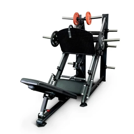 Жим ногами под углом 45 на свободных весах Realleader FM-1024D (черная рама, бордовая обивка)