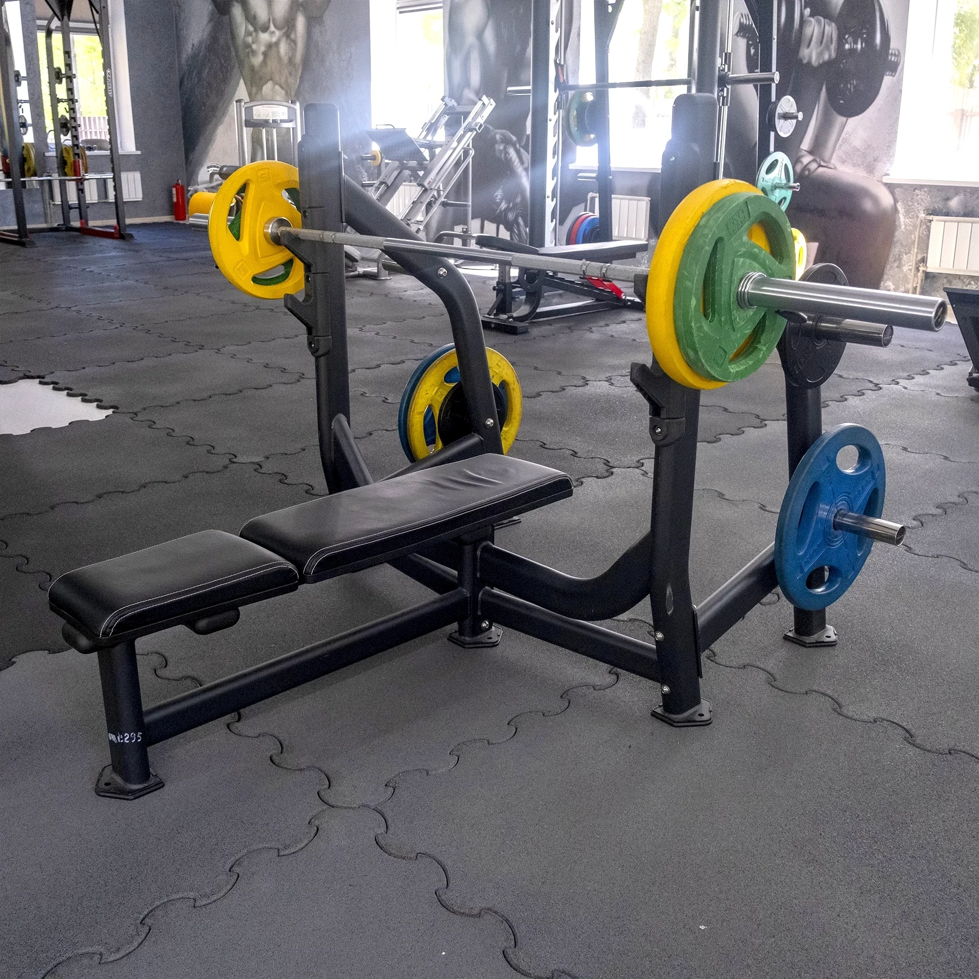 Скамья для жима Realleader FW-1001 (черная рама, бордовая обивка)